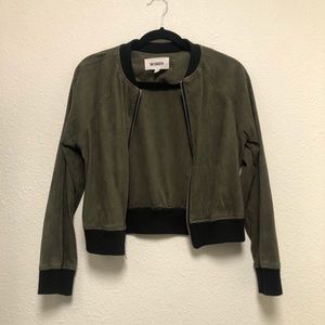 BB Dakota Olive Green Faux Suede Bomber jacket
